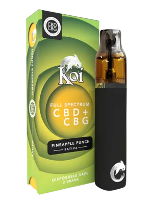 Koi Full Spectrum CBD + CBG Disposable Vape Bar (2 Gram) – Pineapple Punch (Sativa)