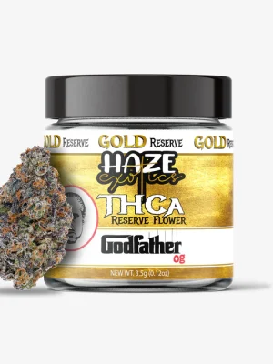 THC-A Flower / Godfather OG / 3.5g Jar / Haze Exotics Gold Reserve