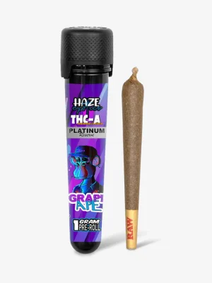 THC-A Flower / Grape Ape / 1g Preroll / Haze Exotics Platinum Reserve